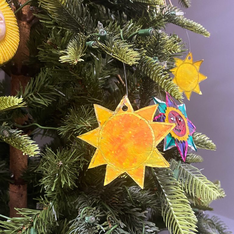 Solstice Tree & Handmade Sun Ornaments Wineberry Wood Press
